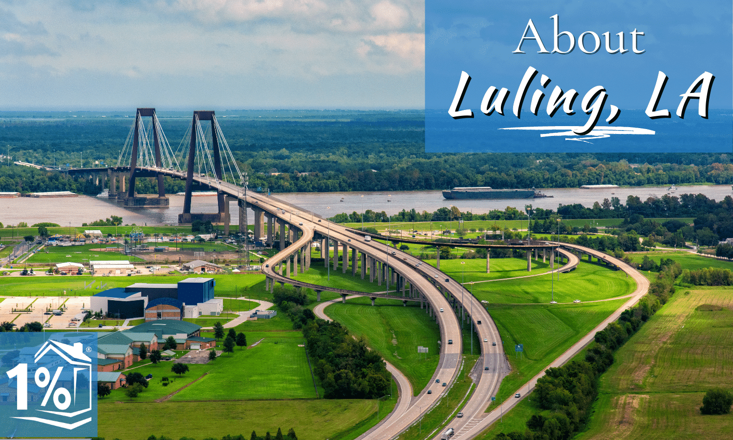 View of Hale Boggs Memorial Bridge crossing the Mississippi River just north of New Orleans in St. Charles Parish, LA