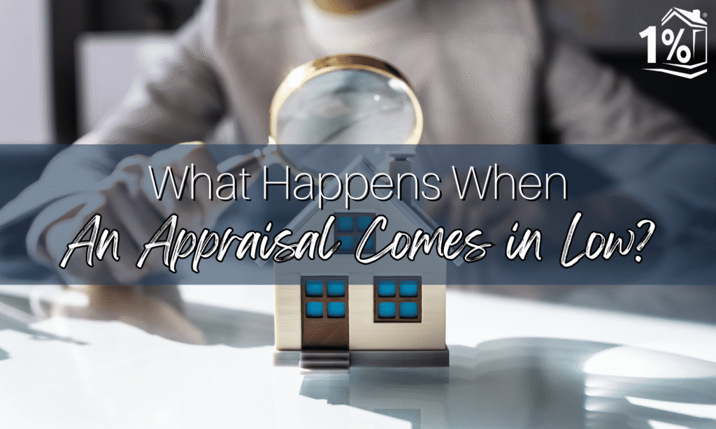 A person at a desk with a large magnifying glass examining a model of a house demonstrating the concept of home appraisals